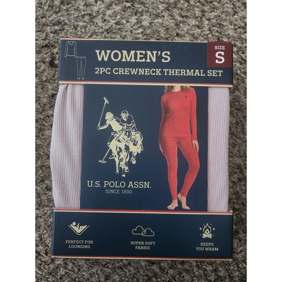 U.S. Polo Assn. Other - US Polo Assn Womens 2PC Crewneck Thermal Set Truffle Pink Ribbed Base Layer S